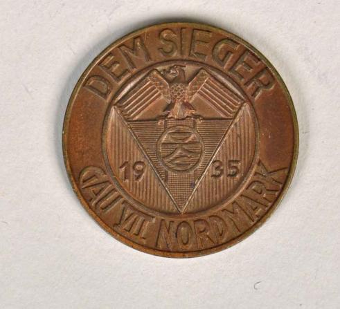 GERMAN WWII GAU NORDMARCK NON PORTIBLE SPORTS AWARD.