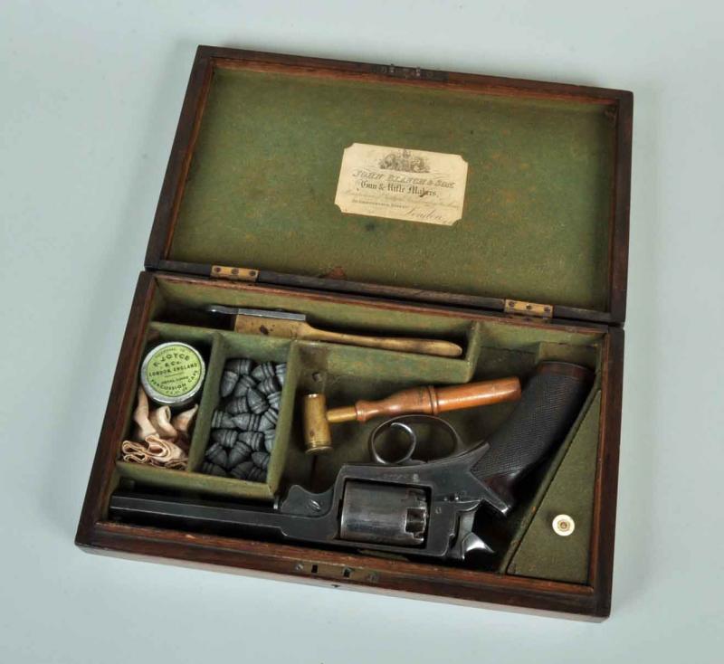 ENGLISH BEAUMONT ADAMS CASED PERCUSSION REVOLVER.