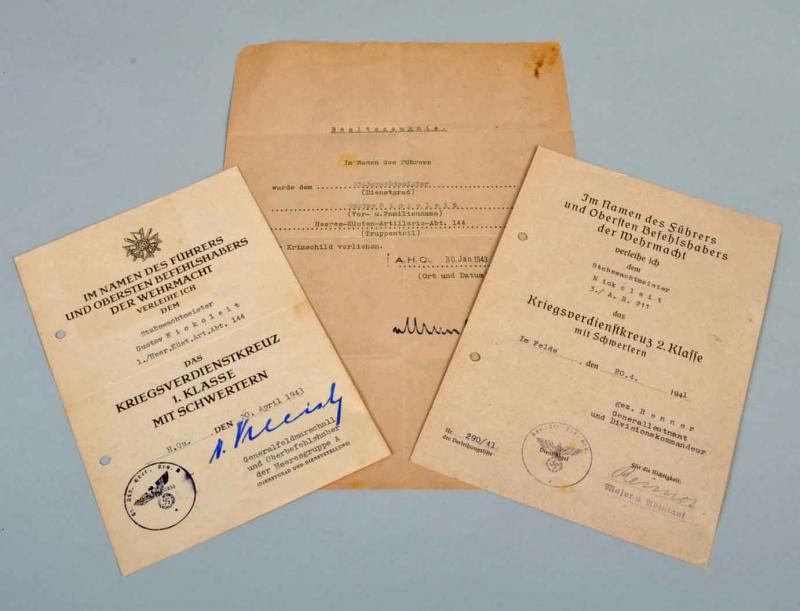 GERMAN WWII KRIM SHIELD THREE CITATION GROUP.