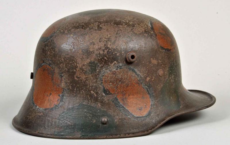 GERMAN WWI M.17 LARGE SIZE CAMOUFLAGE TRENCH HELMET.