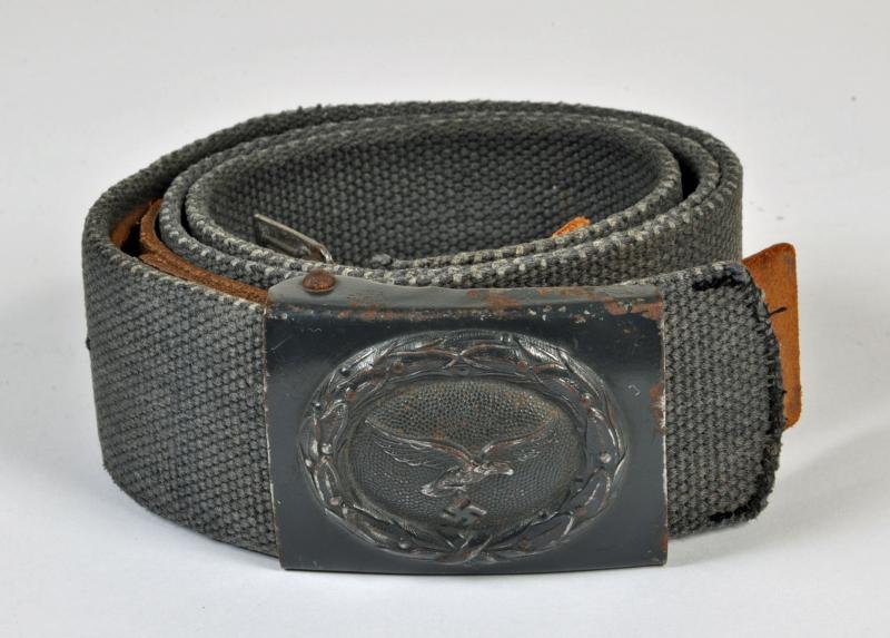 GERMAN WWII LUFTWAFFE BLUE WEBBING BELT AND MATCHING BUCKLE.