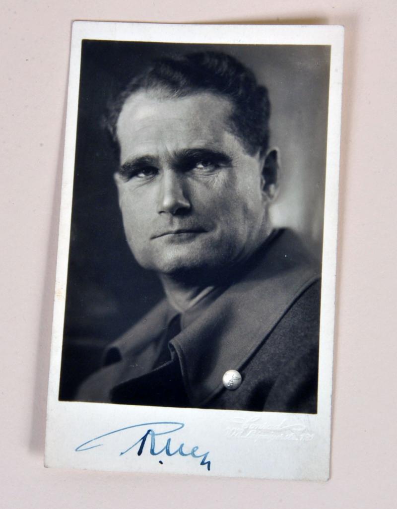 GERMAN WWII RUDOLF HESS SIGNED POSTCARD.