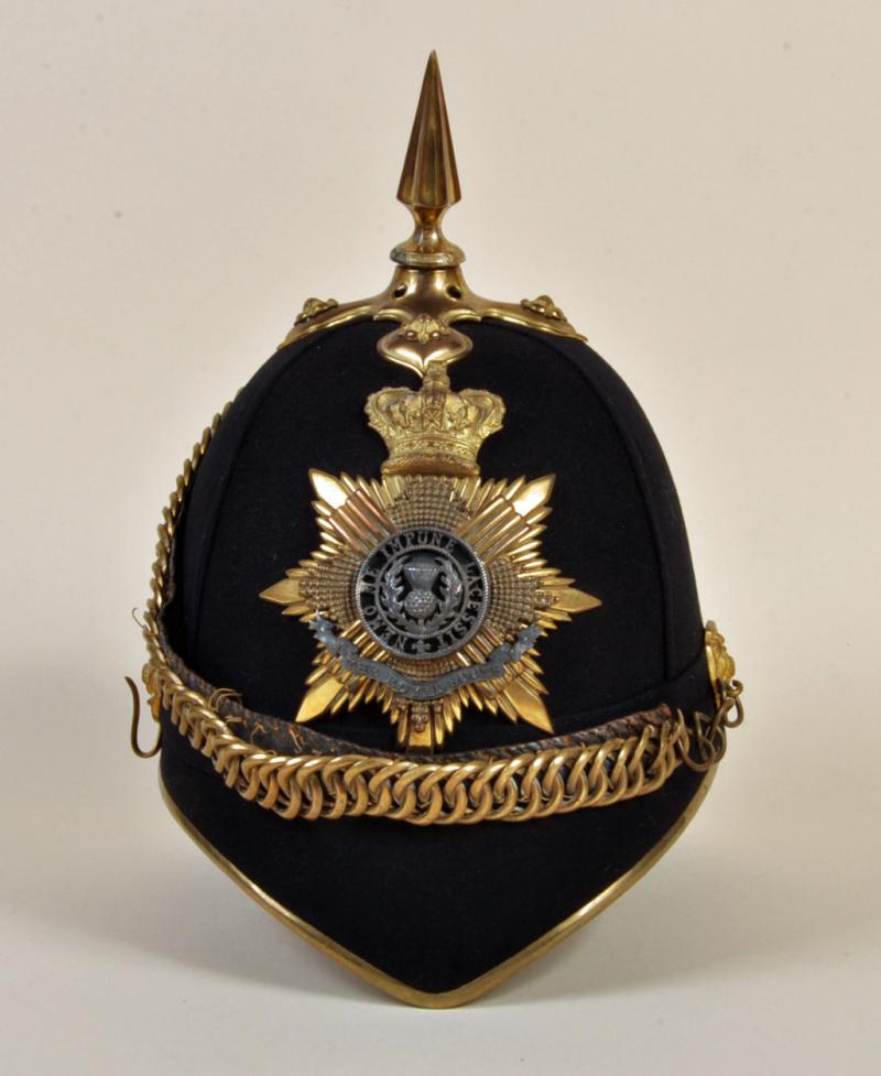 ROYAL SCOTS 1881 PATTERN BLUE CLOTH HELMET.