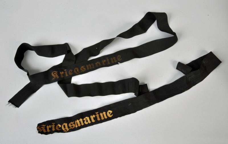 GERMAN WWII TWO KRIEGSMARINE CAP TALLIES.