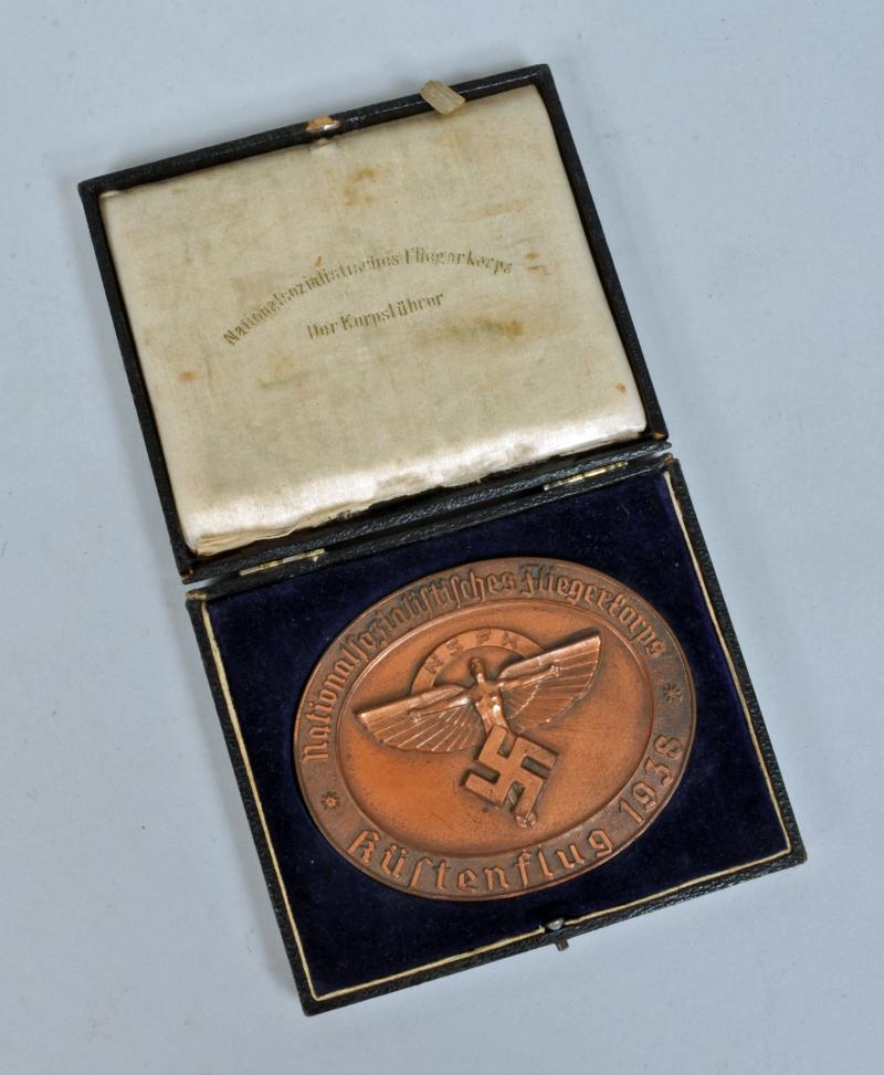 GERMAN WWII NSFK CASED FLYING AWARD PRIZE.