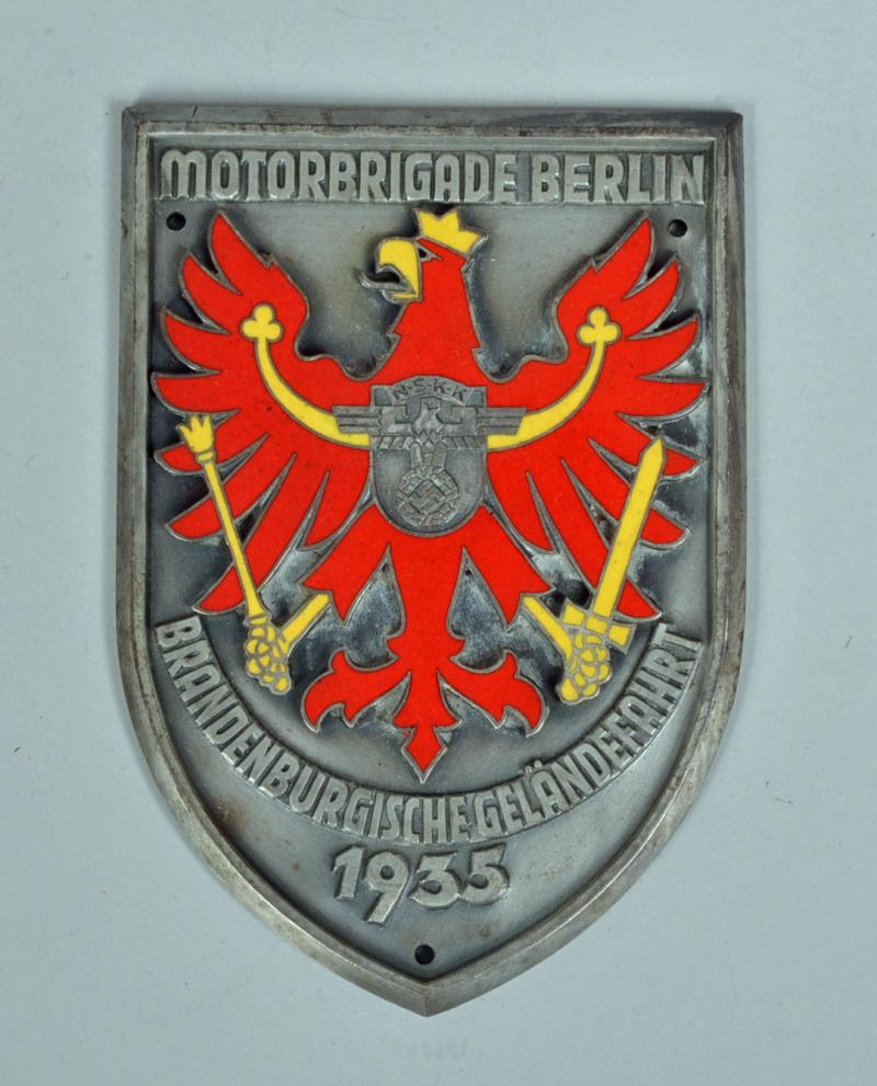 GERMAN WWII MOTOR BRIGADE BERLIN NSKK PLAQUE.