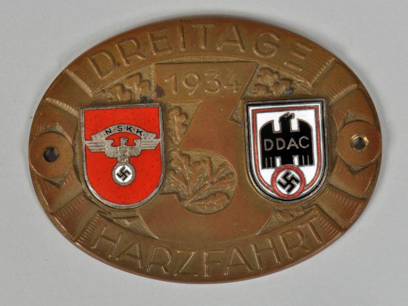 GERMAN WWII NSKK DDAC 1934 MEETING PLAQUE.