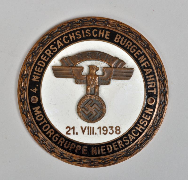 GERMAN WWII NSKK NEIDERSAXON MOTORING PLAQUE.
