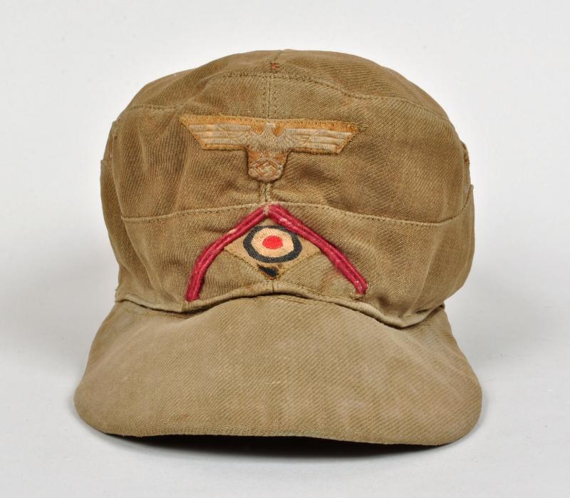 GERMAN WWII DAK TROPICAL 1ST PATTERN SMOKE TROOPS FIELD CAP.