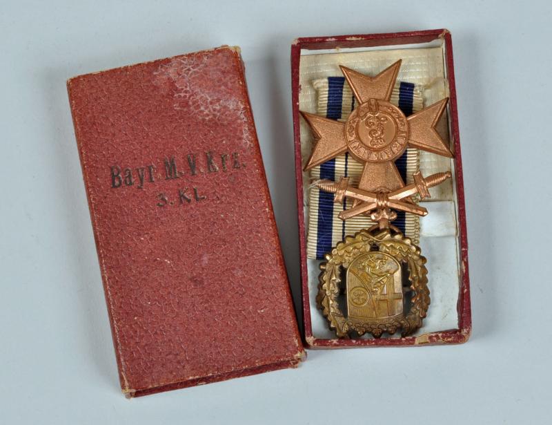 GERMAN WWI BAVARIAN MILITARY MERIT MEDAL.3rd CLASS WITH SWORDS.
