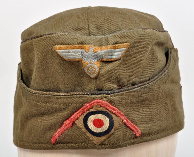 GERMAN WWII ARMY TROPICAL PANZER OFFICERS OVERSEAS CAP.