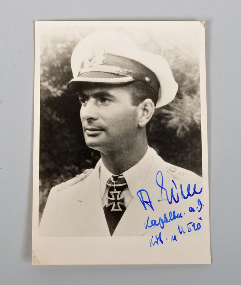 GERMAN WWII POST WAR SIGNED PHOTOGRAPH OF U-BOAT ACE ALFRED EICK.