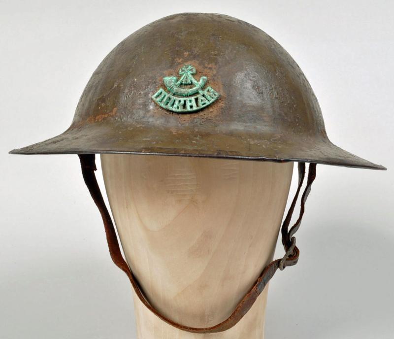 BRITISH WWI DURHAM LIGHT INFANTRY BRODIE HELMET.