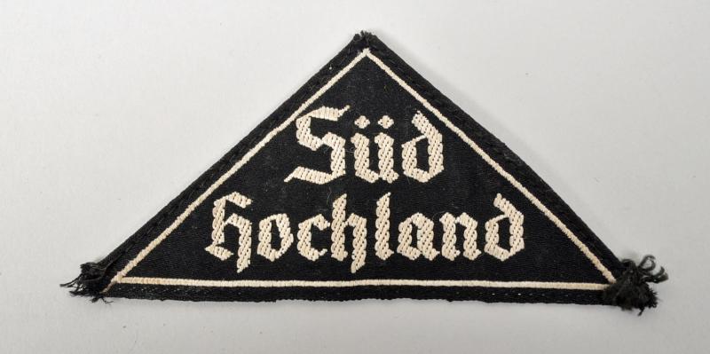 GERMAN WWII HITLER YOUTH BDM FEMALE SECTION DISTRICT TRIANGLE FOR SUD HOCHLAND.