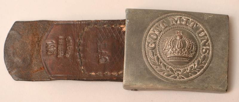 GERMAN WWI PRUSSIAN GUARD REGIMENT GREY FINISHED BELT BUCKLE.