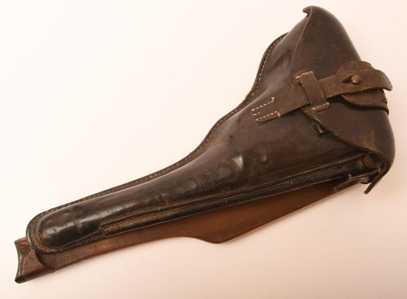 GERMAN WWI 8 INCH ARTILLERY LUGER WOODEN STOCK AND HOLSTER.