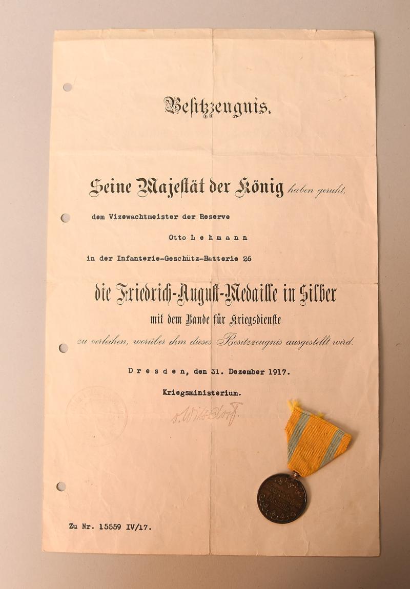 IMPERIAL GERMAN MEDAL & CITATION.