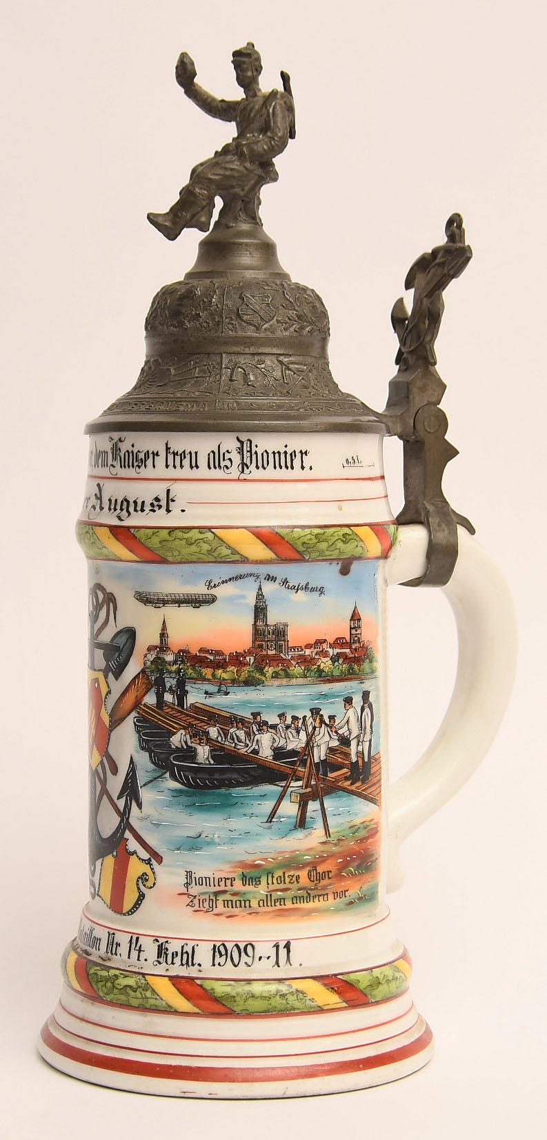 GERMAN WWI BADEN PIONEER REGIMENT HALF LITRE STEIN.