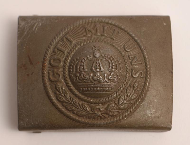 GERMAN WWI PRUSSIAN ALL STEEL BELT BUCKLE IN FIELD GREY.