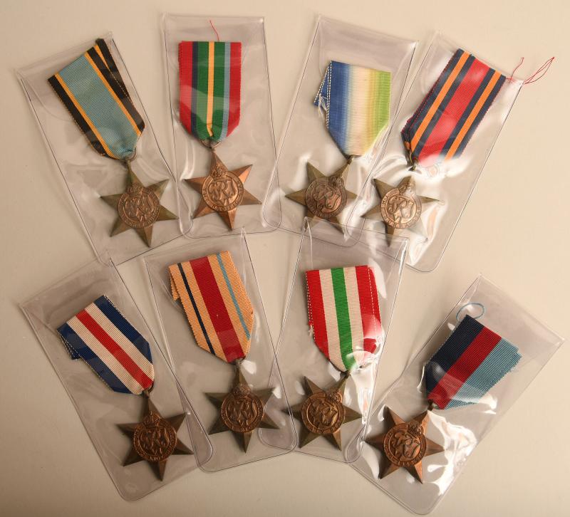 BRITISH WW II  COMPLETE SET OF CAMPAIGN STARS.