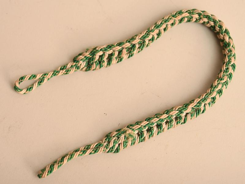 GERMAN WWII DJ & HJ GREEN AND WHITE LANYARD.