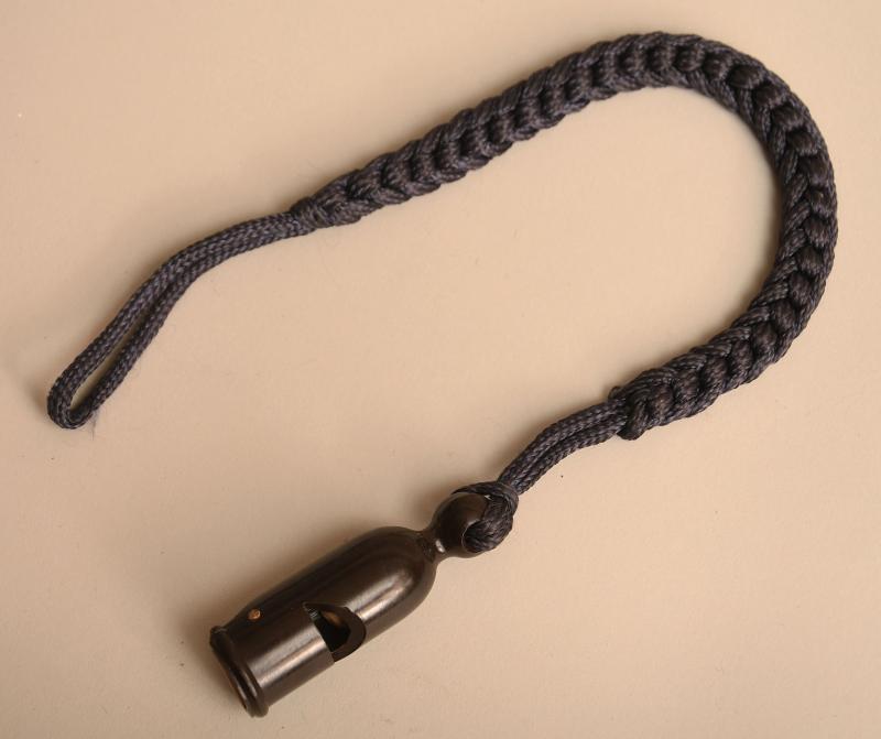 GERMAN WWII HJ OBERBAHN 4 LANYARD AND WHISTLE.