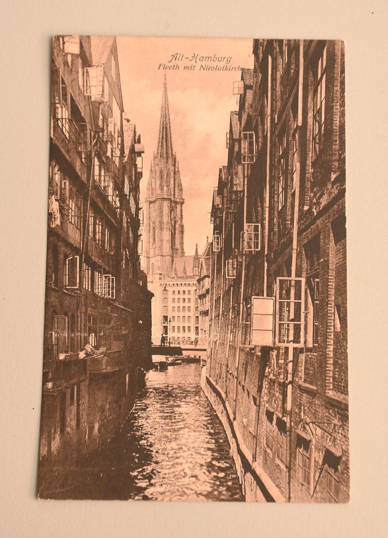 GERMAN WWII ST NICHOLAS CHURCH HAMBURG POSTCARD.