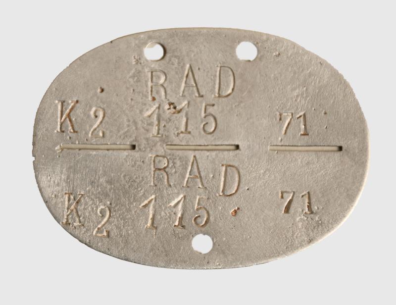 GERMAN WWII RAD IDENTITY DISC.