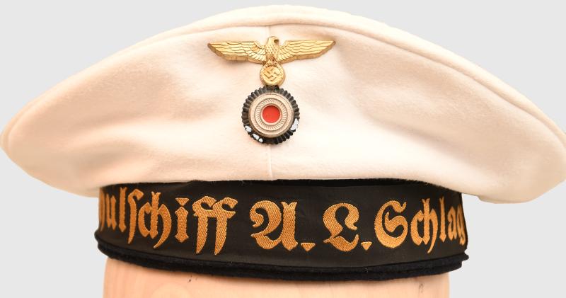 GERMAN WWII KRIEGSMARINE SCHLAGETER ENLISTED MANS DECK CAP WHITE TOP