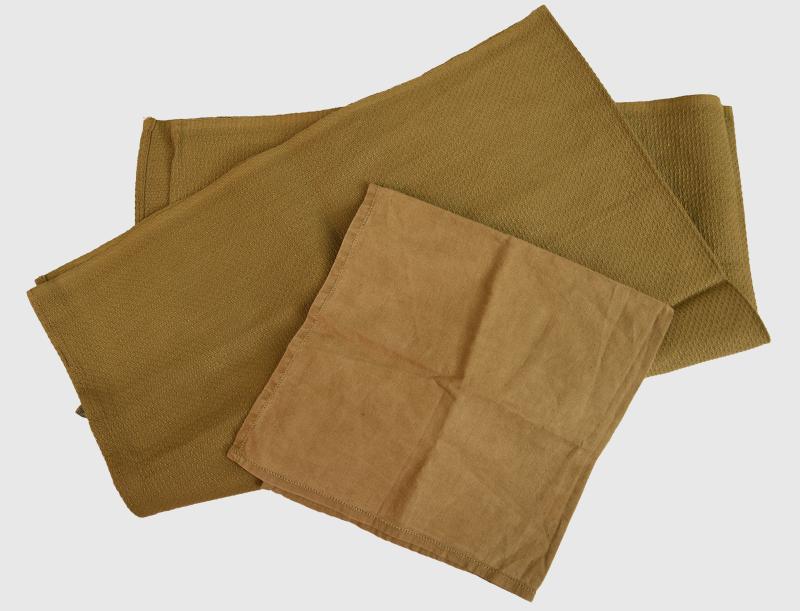 U.S.A. WWII CANON ARMY ISSUED TOWEL AND ACCOMPANYING HANDKERCHIEF.