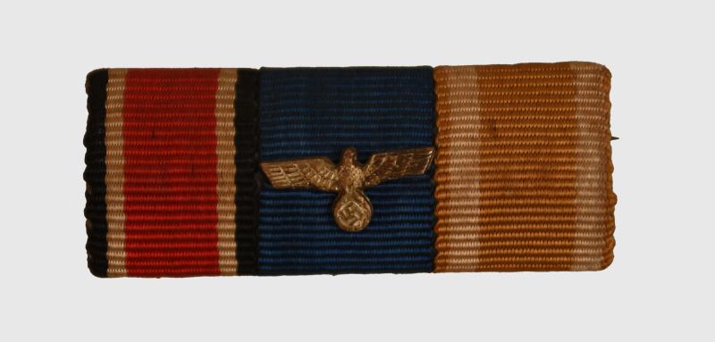 GERMAN WWII THREE SECTION MEDAL RIBBON BAR.