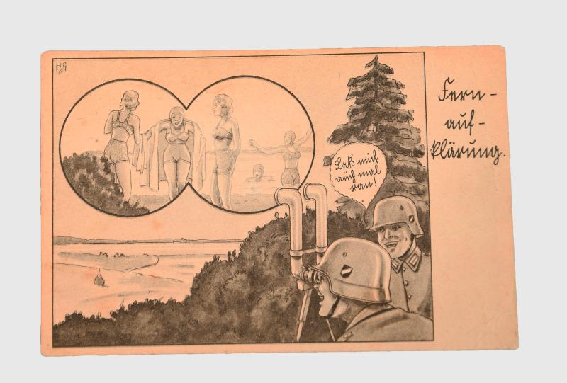 GERMAN WWII BLACK-AND-WHITE POSTCARD HUMOROUS.
