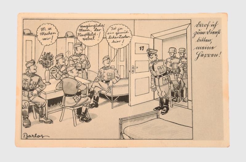 GERMAN WWII BLACK-AND-WHITE POSTCARD HUMOROUS.