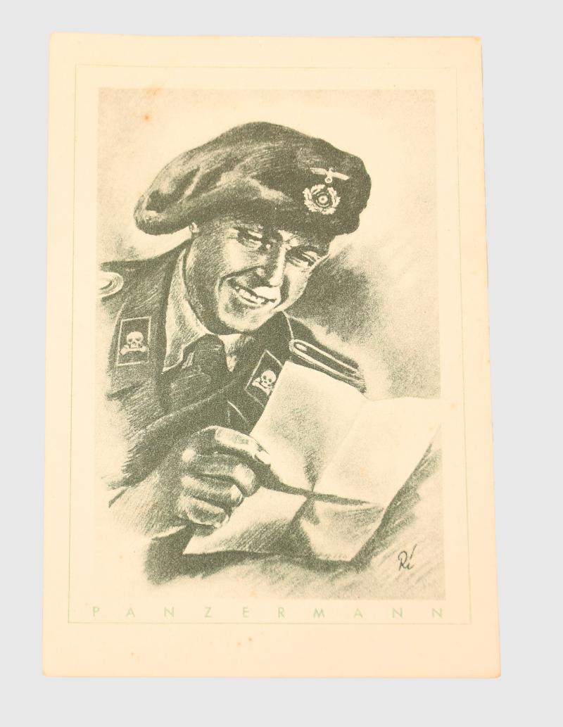 GERMAN WWII PANZER SOLDIER POSTCARD.