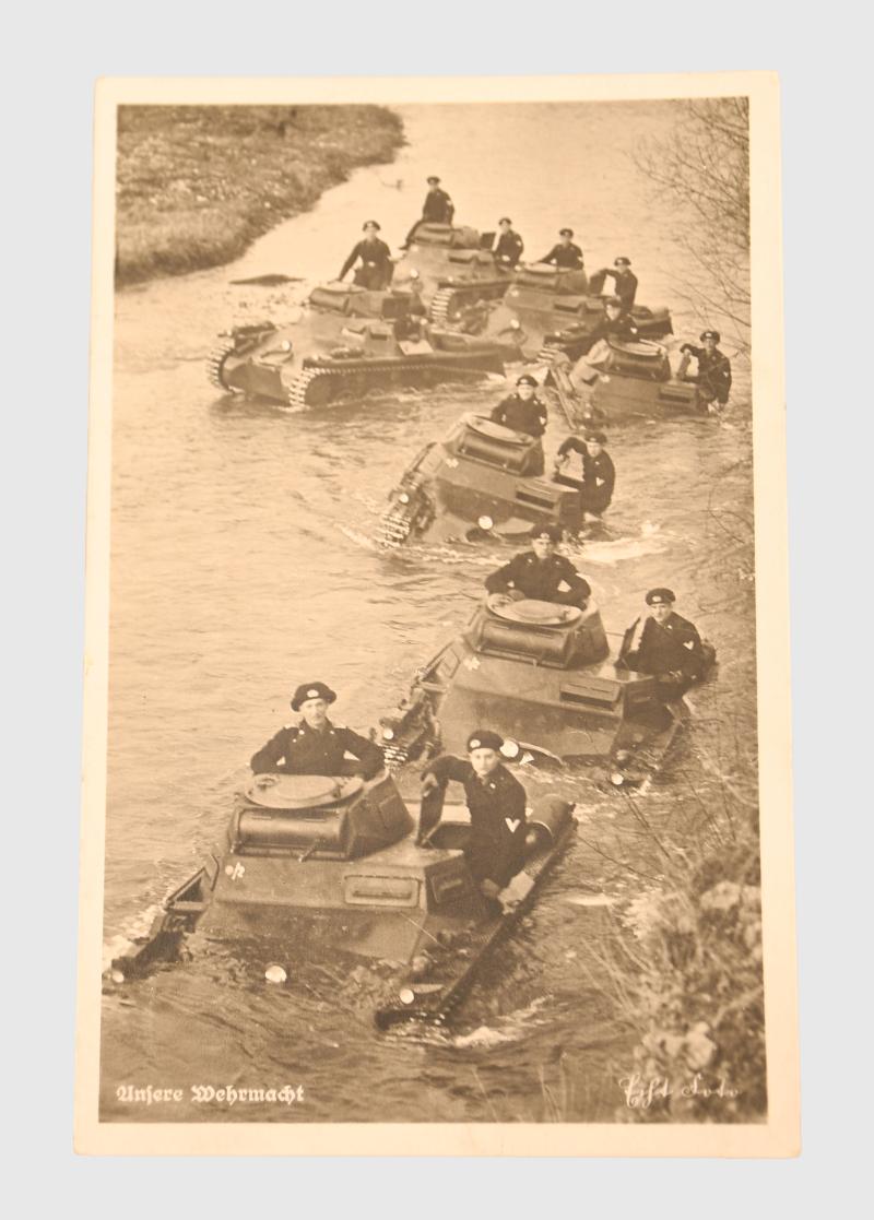 GERMAN WWII 1940 USED PANZER POSTCARD.