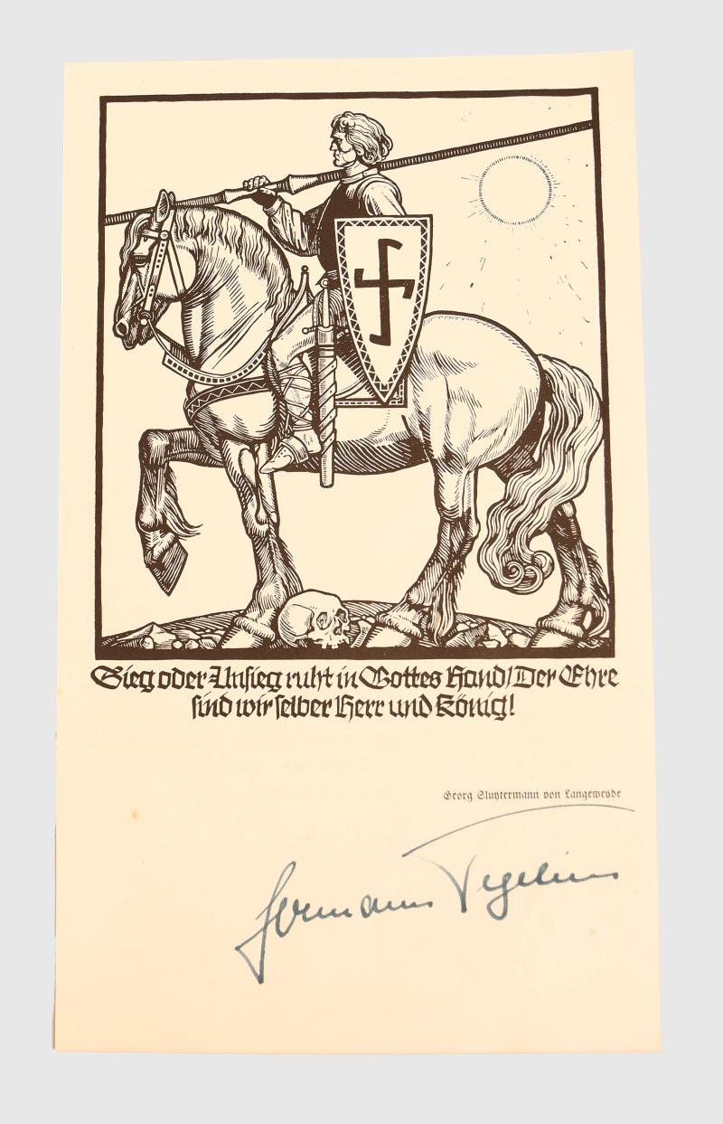GERMAN WWII HERMANN FEGELEIN SIGNATURE.
