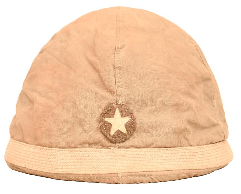 JAPANESE WWII TYPE 90 ARMY COMBAT HELMET, VIRTUALLY MINT WITH ORIGINAL COVER.