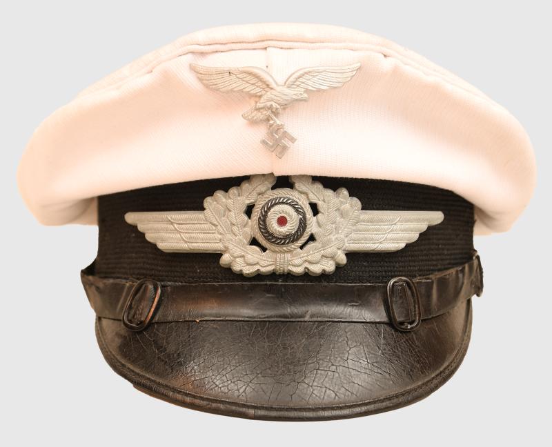 GERMAN WWII DLV WHITE TOP VISOR CAP.