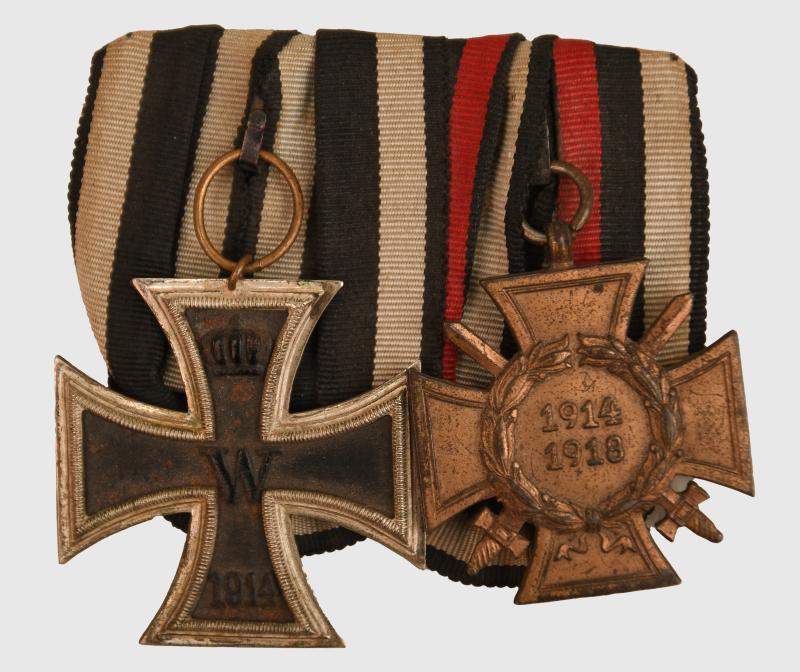 GERMAN WWI IRON CROSS AND 1914-18 SERVICE CROSS PAIR.