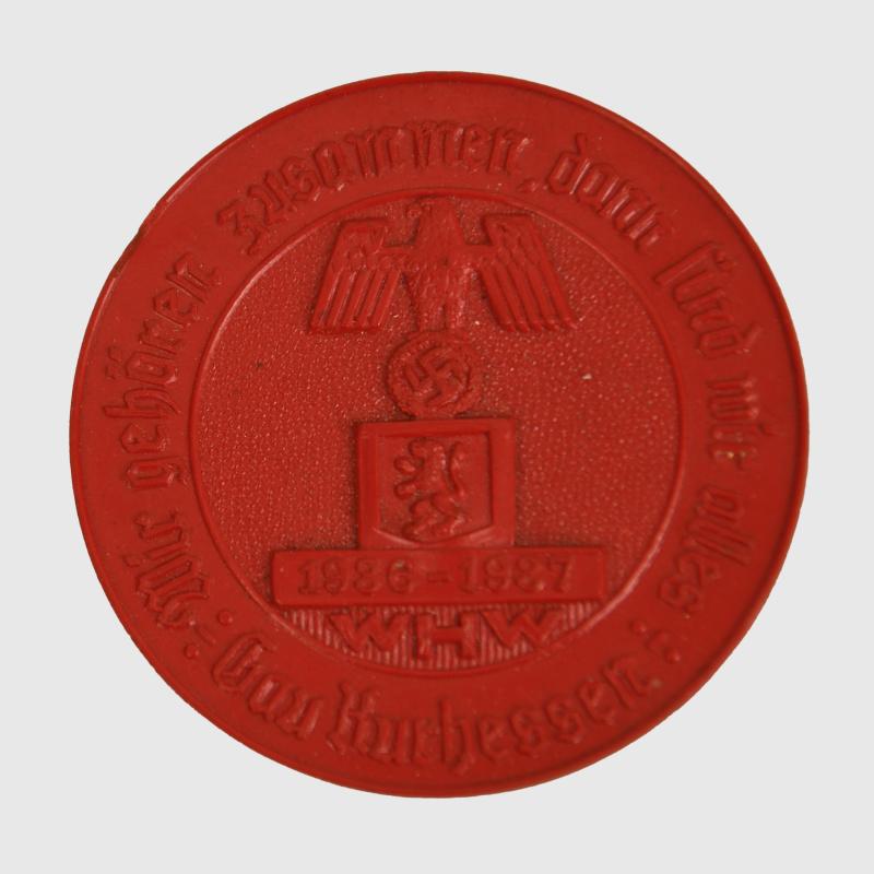 GERMAN WWII RED PLASTIC TINNY FOR GAU KURHESSEN 1936-1937.