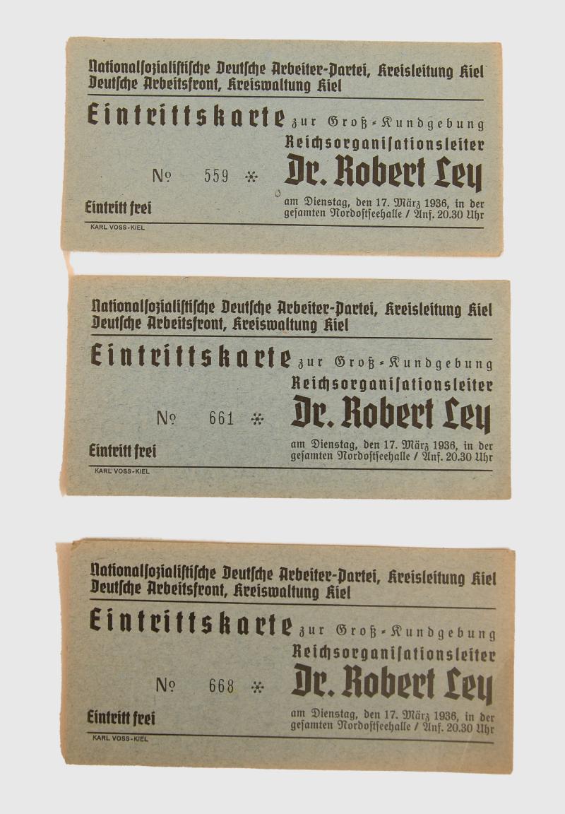 GERMAN WWII DR. ROBERT LEY SPEECH TICKET.