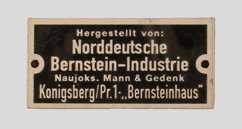 GERMAN WWII AMBER COMPANY LABEL.