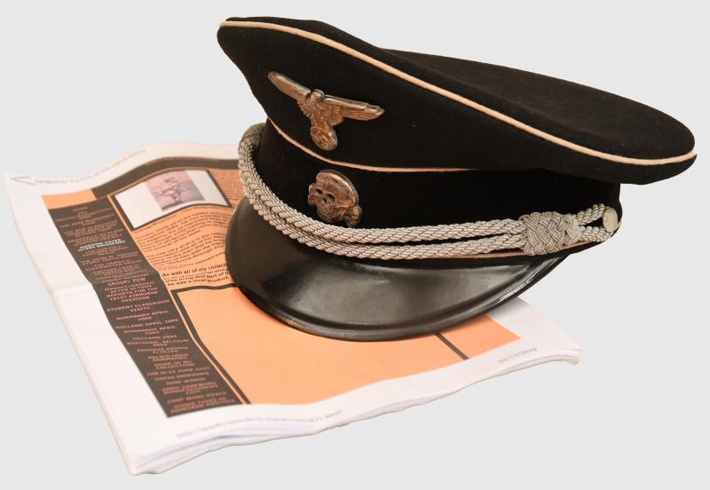 GERMAN WWII ALLGEMEINE SS OFFICERS CAP WITH HISTORY.