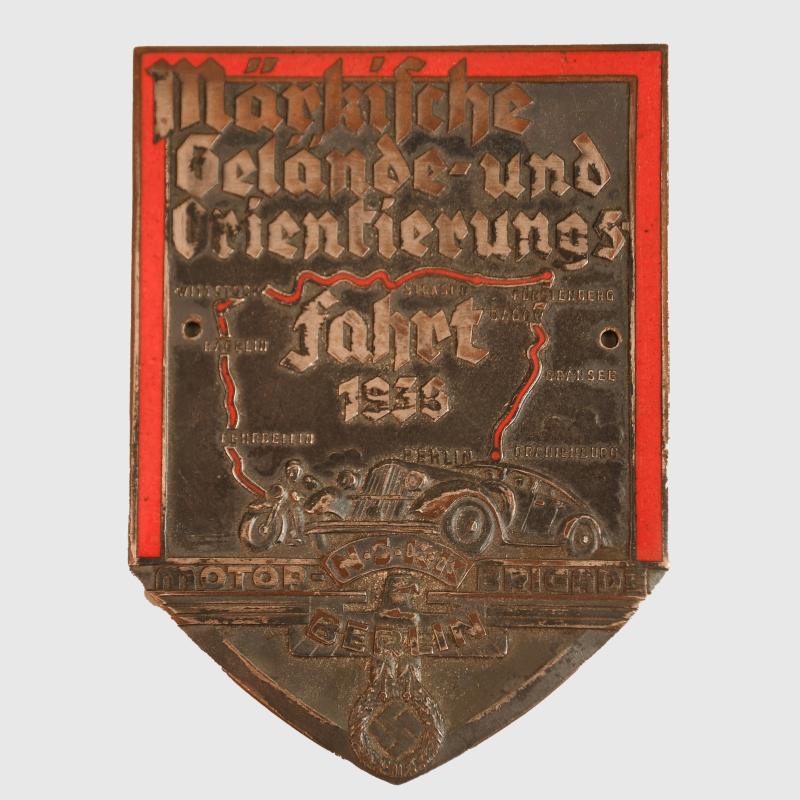 GERMAN WWII MOTOR BRIGADE BERLIN MOTORING PLAQUE.