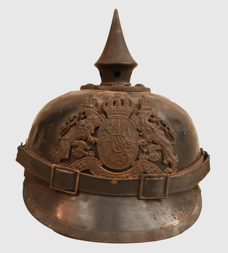 GERMAN WWI BAVARIAN PICKELHAUBE IN TIN.