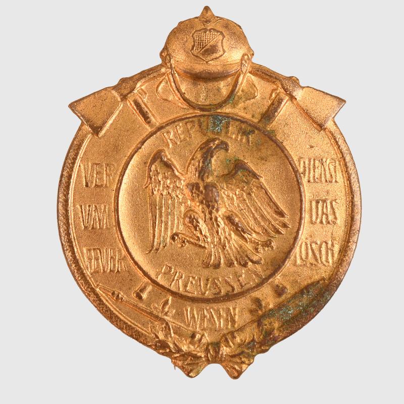 GERMAN WWI PRUSSIAN FIRE BRIGADE LONG SERVICE BADGE.
