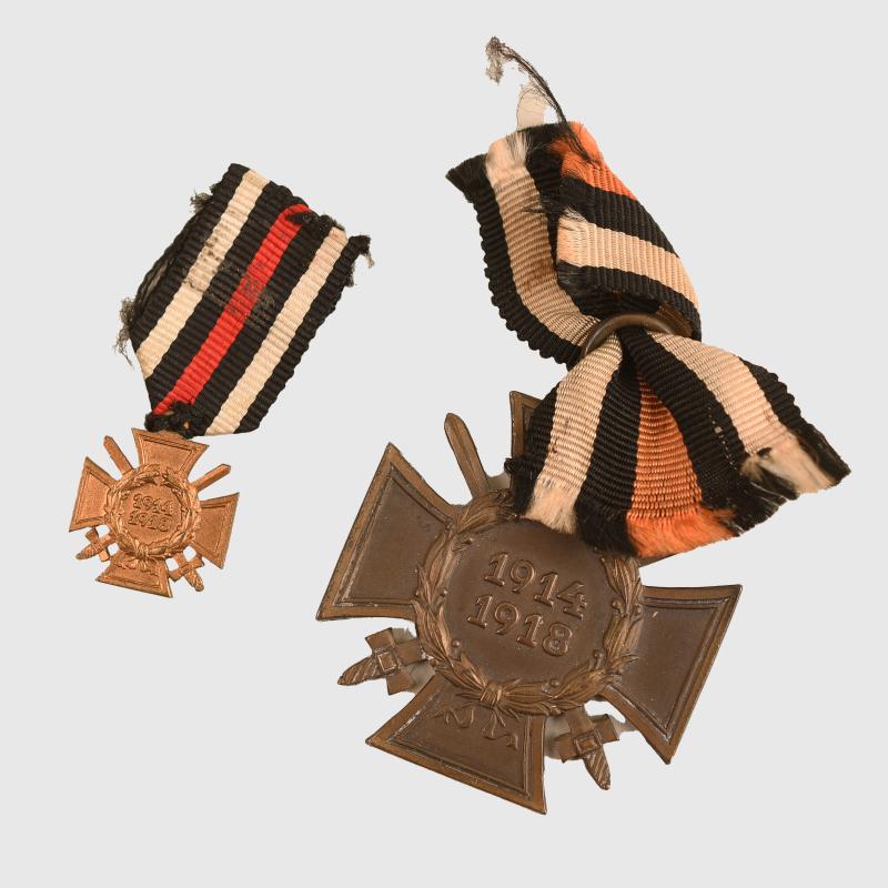GERMAN WWI 1914-18 WAR HONOUR CROSS & MINIATURE.