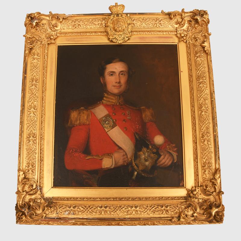 ENGLISH EARLY VICTORIAN TENTH FOOT OFFICERS PAINTING.