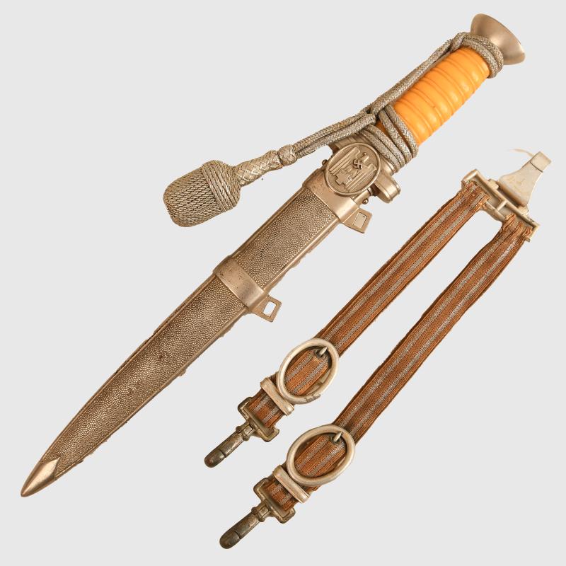 GERMAN WWII RED CROSS OFFICIALS DAGGER WITH STRAPS AND KNOT.