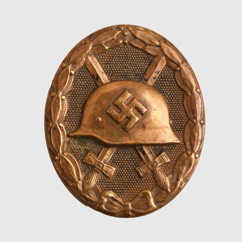 GERMAN WWII WOUND BADGE IN BLACK CONSTRUCTED IN BRASS.